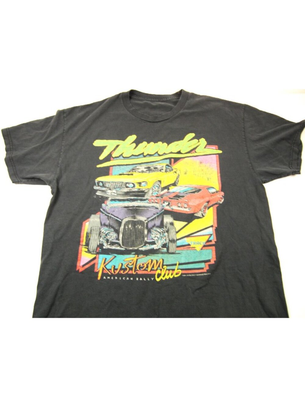 Vintage 1984 Thunder Kustom Club Graphic T-Shirt, Black, Size L Muscle Cars Tee